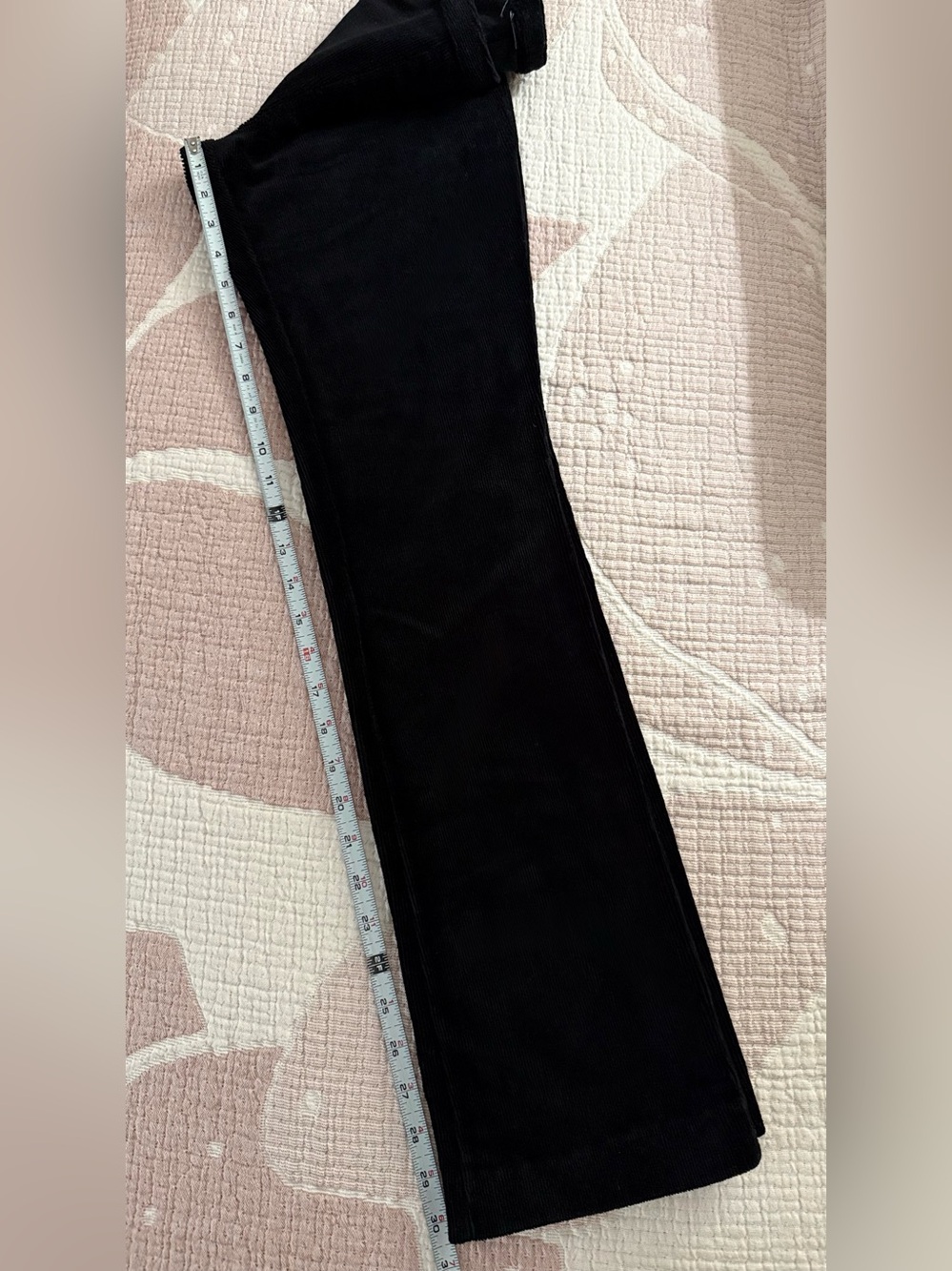 BLACK PULL-UP MOCK-CORDUROY STRETCHY PANTS - Picture 5 of 9